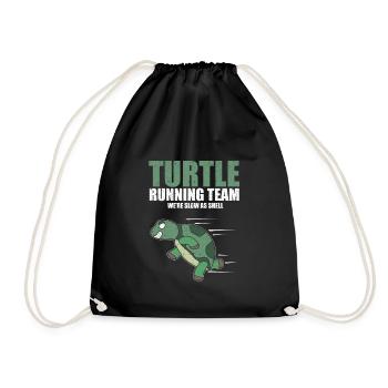 Turtle Running Team Slow Marathon Race Humor Joke - Drawstring Bag - black - Front