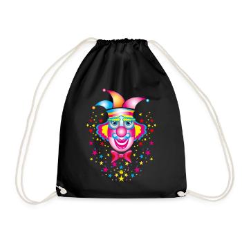 18 Clown Face Carnival Hat Red Nose - Drawstring Bag - black - Front