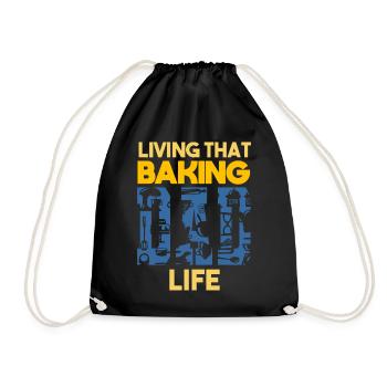 Living That Baking Dad Life Bäcker Papa - Turnbeutel - Schwarz - Vorne