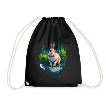 Beautiful illustration of a rabbit - Drawstring Bag - black - Front