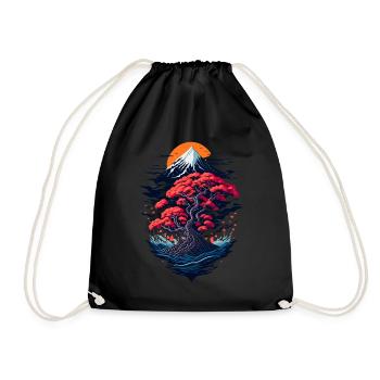 Beautiful bonsai tree scenery - Drawstring Bag - black - Front
