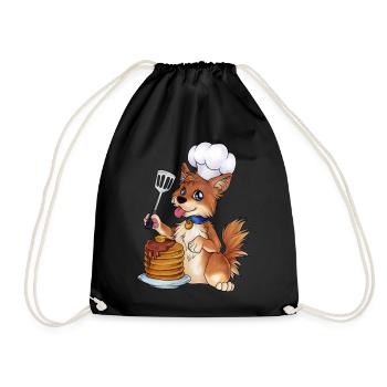 Woofle Waffeln Waffel Hund Bellen Pancakes Essen - Turnbeutel - Schwarz - Vorne