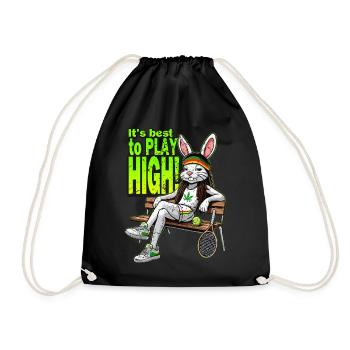 Tennis better play high over the net funny rabbit - Turnbeutel - Schwarz - Vorne