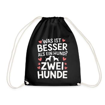 Hund Hunde Haustier Lustige Sprüche - Turnbeutel - Schwarz - Vorne