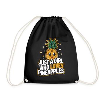 Ananas tropische hawaiianische Frucht - Turnbeutel - Schwarz - Vorne