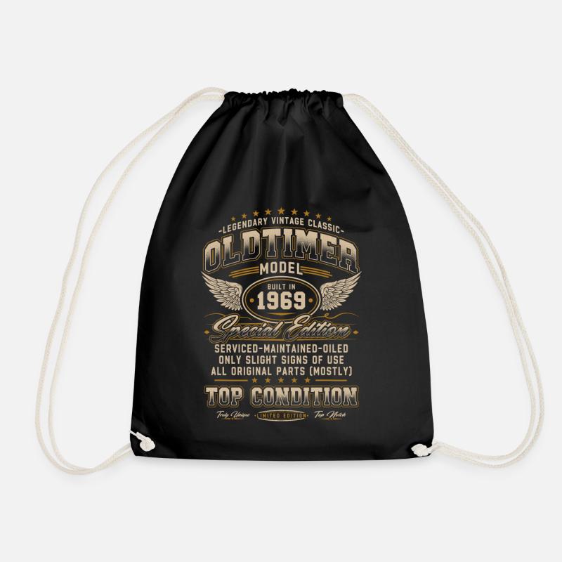 Oldtimer Baujahr 1969 Jahrgang Geburtstag Geschenk - Turnbeutel - Schwarz