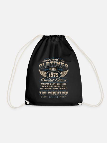 Oldtimer Baujahr 1975 Jahrgang Geburtstag Geschenk - Turnbeutel - Schwarz