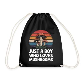 Pilz Pilze Funghi Champignon - Turnbeutel - Schwarz - Vorne