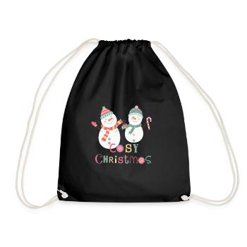 Fun Winter Snowman Colorful Cozy Christmas - Drawstring Bag - black - Front