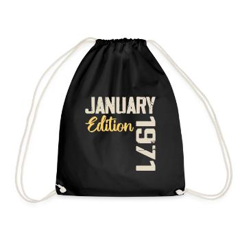 Birthday gift born in January 1971 - 1971 - Drawstring Bag - black - Front