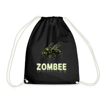 Zombee Halloween Horror Monster Zombie Bee Flower - Drawstring Bag - black - Front