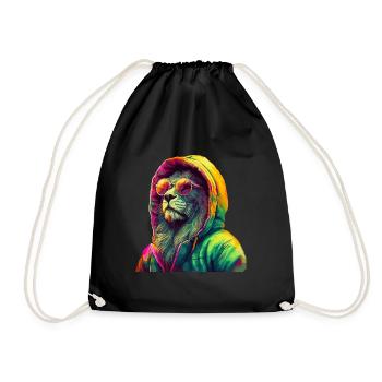 Lion with Sunglasses Colorful Cool Lions Africa - Drawstring Bag - black - Front