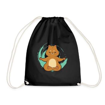 Yoga Katze - Turnbeutel - Schwarz - Vorne