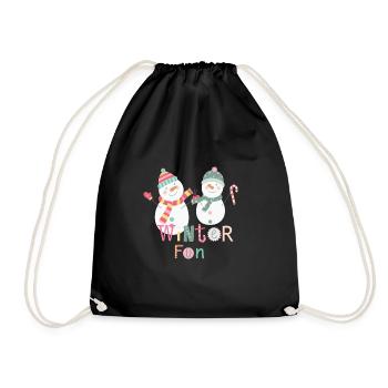 Winter Fun Funny Snowman Colorful Christmas - Drawstring Bag - black - Front