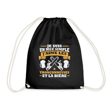 Un mec simple j aime les tronçonneuses et la bière - Sac de sport léger - noir - Devant