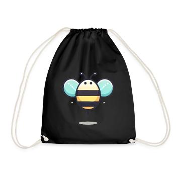 Minimalist Cute Bee Illustration - Drawstring Bag - black - Front