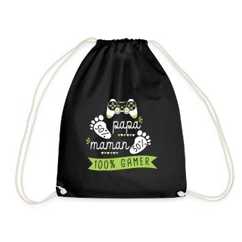 bebe gamer naissance grossesse enceinte gaming - Sac de sport léger - noir - Devant