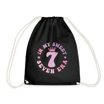 In My Sweet Seven Era 7th Birthday groovy 7th - Drawstring Bag - black - Front