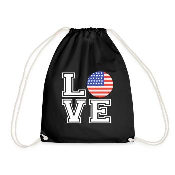 Love USA / Liebe USA Land Länder - Turnbeutel - Schwarz - Vorne