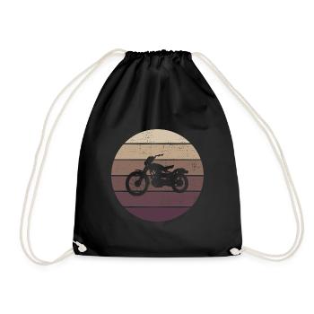 Retro - Motorcycle - Oldtimer - Cruising - Drawstring Bag - black - Front
