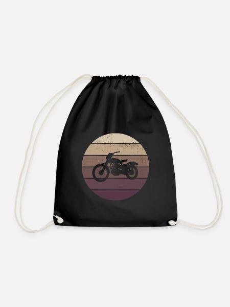 Retro - Motorrad - Oldtimer - Cruising - Turnbeutel - Schwarz