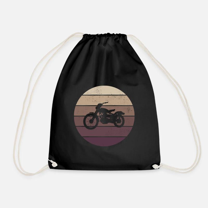 Retro - Motorrad - Oldtimer - Cruising - Turnbeutel - Schwarz
