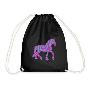 Horse Horses Riding Equestrian Pony Western Shirt - Drawstring Bag - black - Front