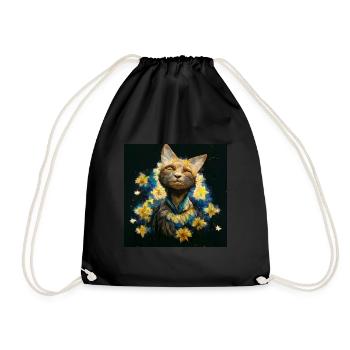 Katze - Engel - Transformation - Turnbeutel - Schwarz - Vorne
