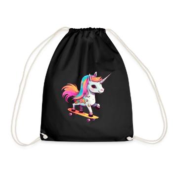 Licorne sur une planche à roulettes - Sac de sport léger - noir - Devant