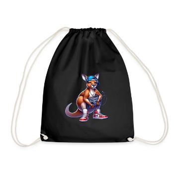 kangourou hip hop des années 80 écoutant de la musique - Sac de sport léger - noir - Devant