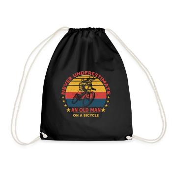 Never underestimate an old man on a bicycle - Drawstring Bag - black - Front