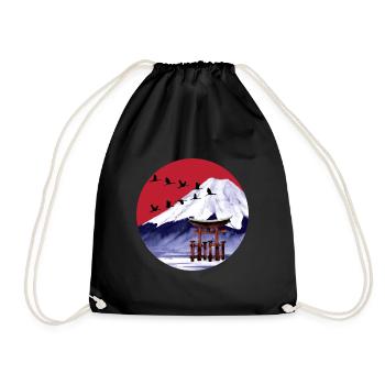Japan japanische Kunst Fuji Streetwear - Turnbeutel - Schwarz - Vorne