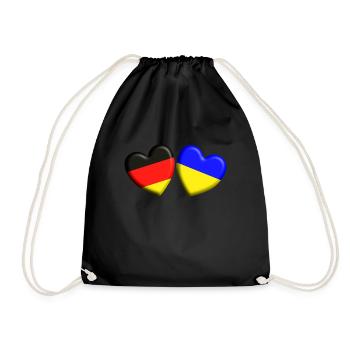 Germany Ukraine Solidarity united in the heart - Drawstring Bag - black - Front