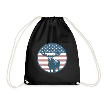 Amerikanische Flagge Elch - Turnbeutel - Schwarz - Vorne