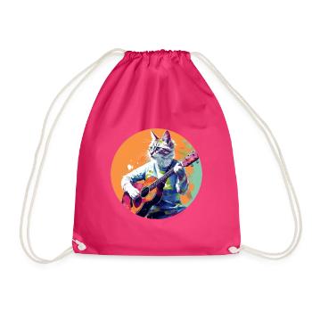 Cat joue de la guitare - Sac de sport léger - fuchsia - Devant