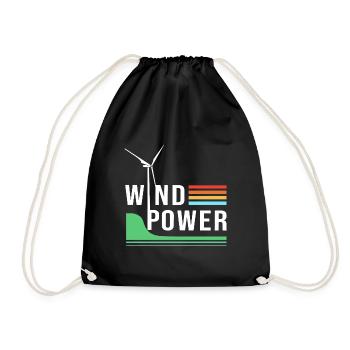 Windrad Windenergie Windkraft - Turnbeutel - Schwarz - Vorne