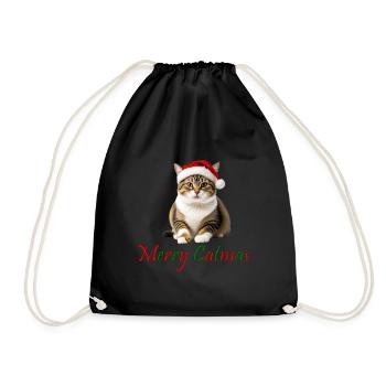 Joyeux Noël Catmas Design avec chat mignon - Sac de sport léger - noir - Devant