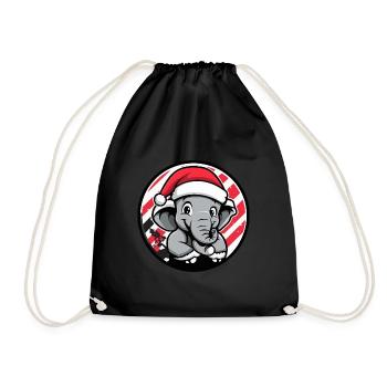 Elephant Christmas X-Mas - Drawstring Bag - black - Front