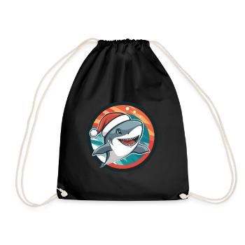 Shark Christmas X-Mas - Drawstring Bag - black - Front