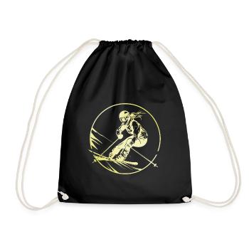 Skiing Skiing Woman - Drawstring Bag - black - Front
