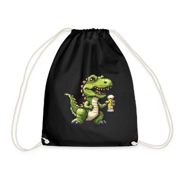 Dinosaurier T-Rex Pixel Bier - Turnbeutel - Schwarz - Vorne