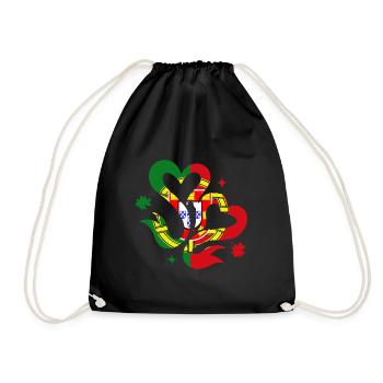 Portugal Flag Used Look Portuguese Flag - Drawstring Bag - black - Front