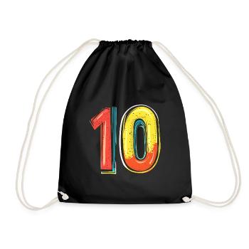 10 Zahl Bunt - Turnbeutel - Schwarz - Vorne