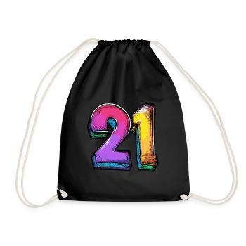 21 Number Colorful - Drawstring Bag - black - Front