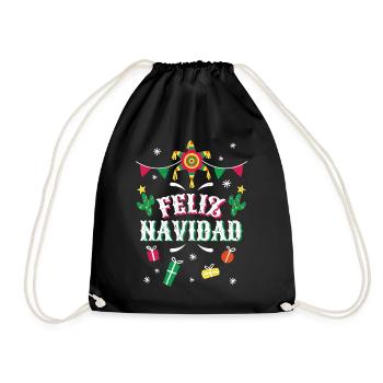 Feliz Navidad Weihnachten Christmas Geschenke - Turnbeutel - Schwarz - Vorne