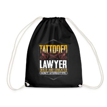Lawyer Gift Tattooed Lawyer Inked and Educated - Drawstring Bag - black - Front