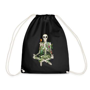 YOGA MÉDITATION SQUELETTE – SQUELETTE ET FLEURS - Sac de sport léger - noir - Devant