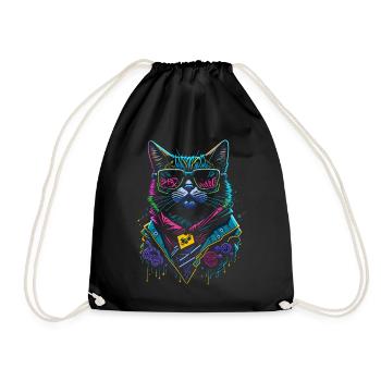 Kunst Katze Keep Cool - Turnbeutel - Schwarz - Vorne