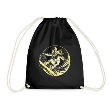 Snowboarding Woman - Drawstring Bag - black - Front