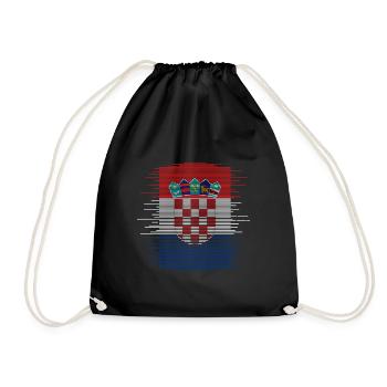 Kroatien Flagge Adria Zagreb Kroatische Fahne - Turnbeutel - Schwarz - Vorne